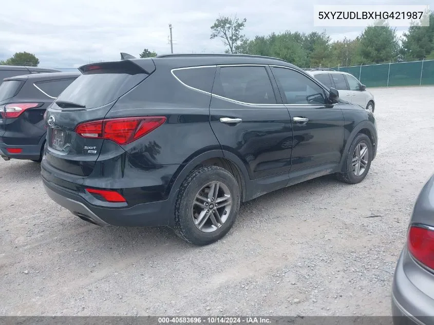 2017 Hyundai Santa Fe Sport 2.4L VIN: 5XYZUDLBXHG421987 Lot: 40583696