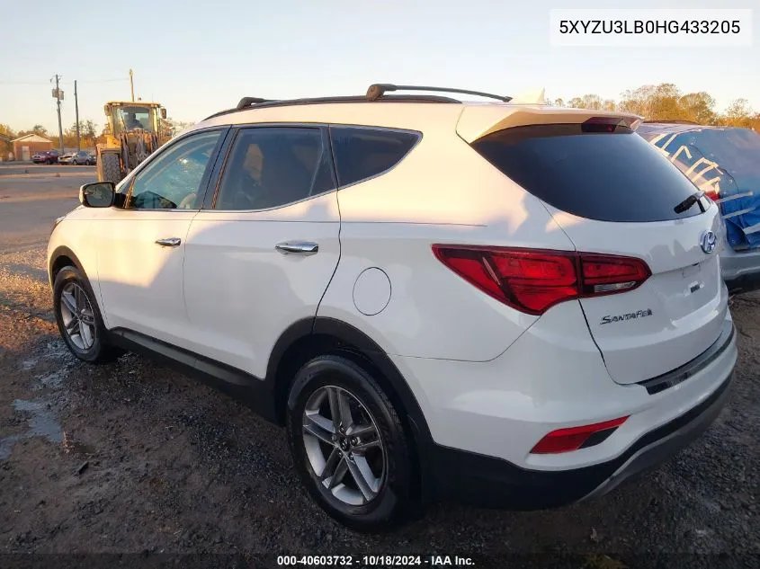 2017 Hyundai Santa Fe Sport 2.4L VIN: 5XYZU3LB0HG433205 Lot: 40603732