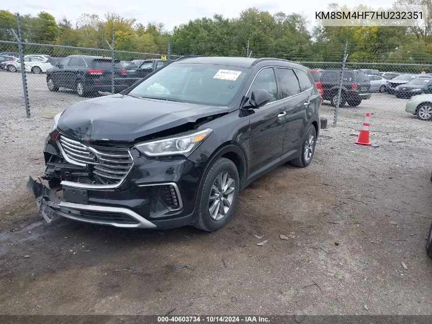 2017 Hyundai Santa Fe Se VIN: KM8SM4HF7HU232351 Lot: 40603734