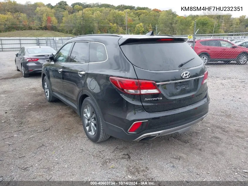 2017 Hyundai Santa Fe Se VIN: KM8SM4HF7HU232351 Lot: 40603734