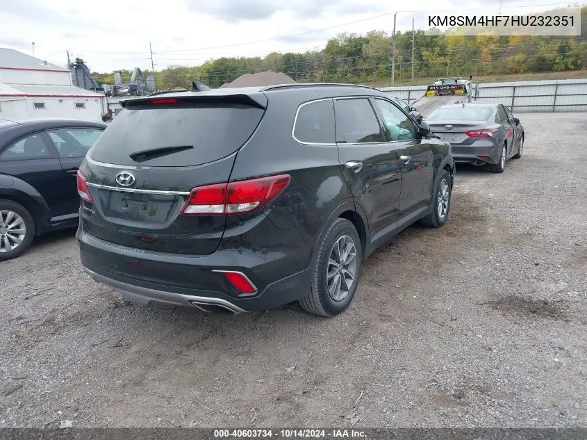 2017 Hyundai Santa Fe Se VIN: KM8SM4HF7HU232351 Lot: 40603734