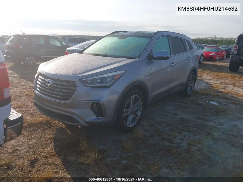 KM8SR4HF0HU214632 2017 Hyundai Santa Fe Se Ultimate