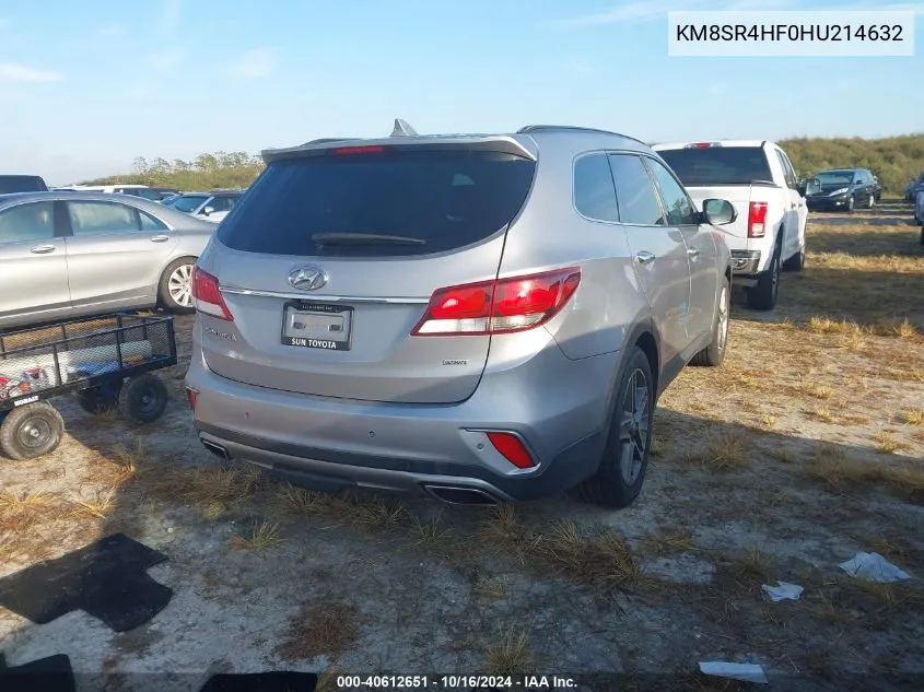 KM8SR4HF0HU214632 2017 Hyundai Santa Fe Se Ultimate