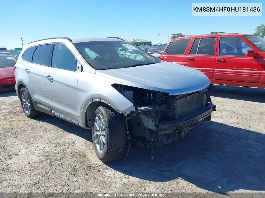 2017 Hyundai Santa Fe Se VIN: KM8SM4HF0HU181436 Lot: 40619724