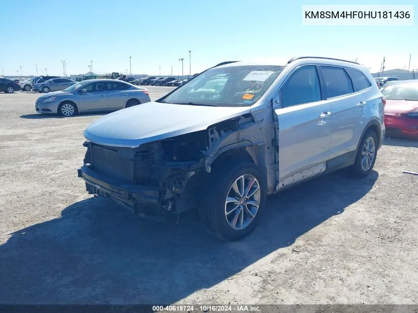 2017 Hyundai Santa Fe Se VIN: KM8SM4HF0HU181436 Lot: 40619724