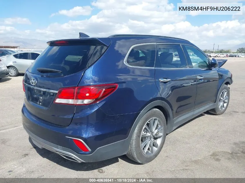 KM8SM4HF9HU206222 2017 Hyundai Santa Fe Se