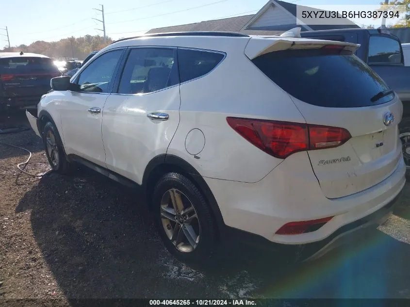 2017 Hyundai Santa Fe Sport 2.4L VIN: 5XYZU3LB6HG387394 Lot: 40645265