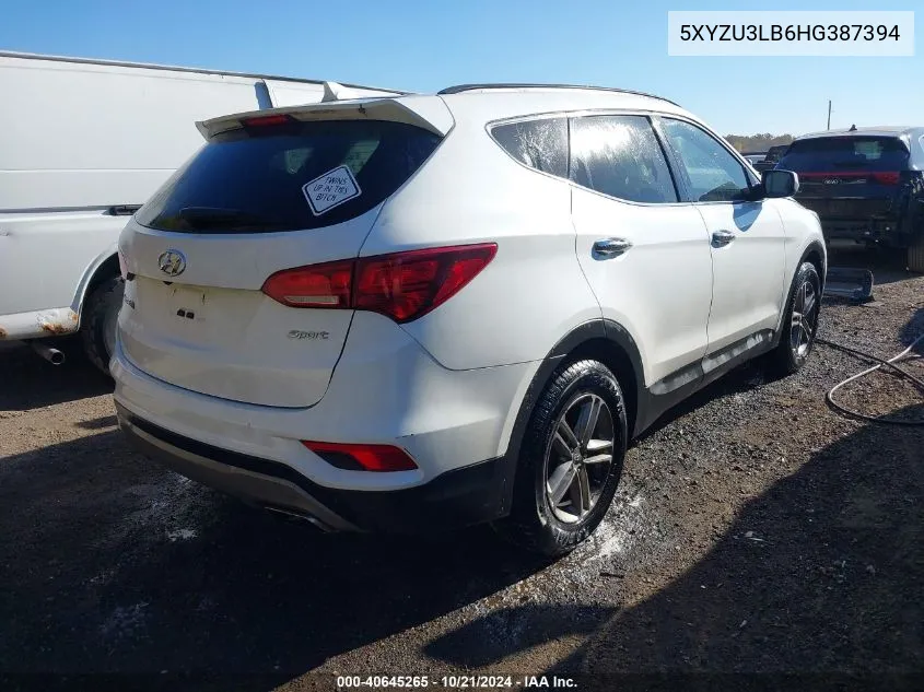 5XYZU3LB6HG387394 2017 Hyundai Santa Fe Sport 2.4L