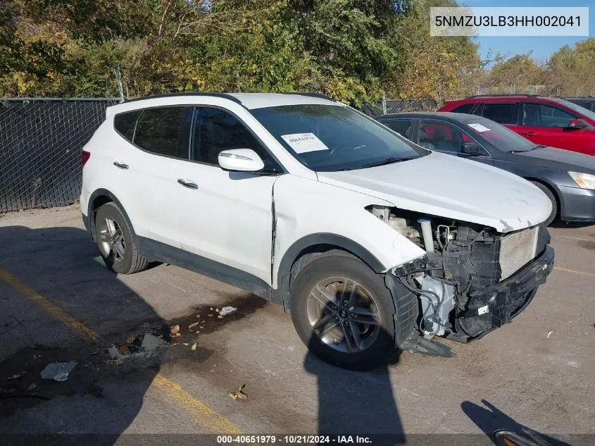 5NMZU3LB3HH002041 2017 Hyundai Santa Fe Sport 2.4L