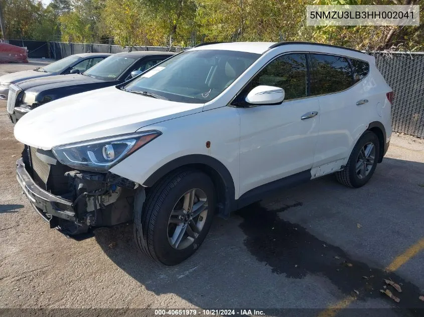 2017 Hyundai Santa Fe Sport 2.4L VIN: 5NMZU3LB3HH002041 Lot: 40651979