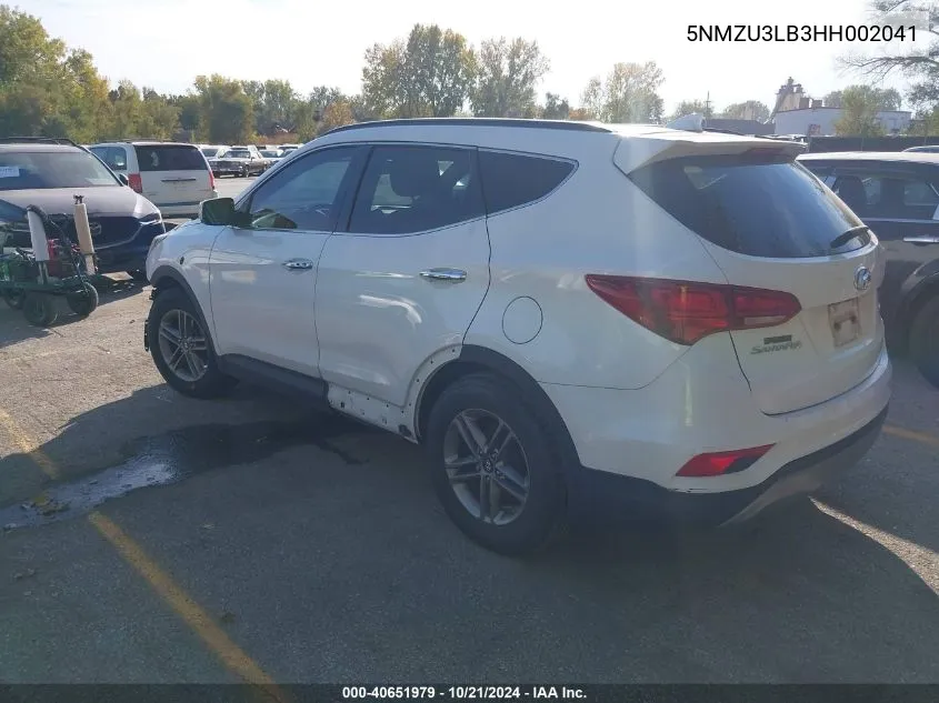 2017 Hyundai Santa Fe Sport 2.4L VIN: 5NMZU3LB3HH002041 Lot: 40651979