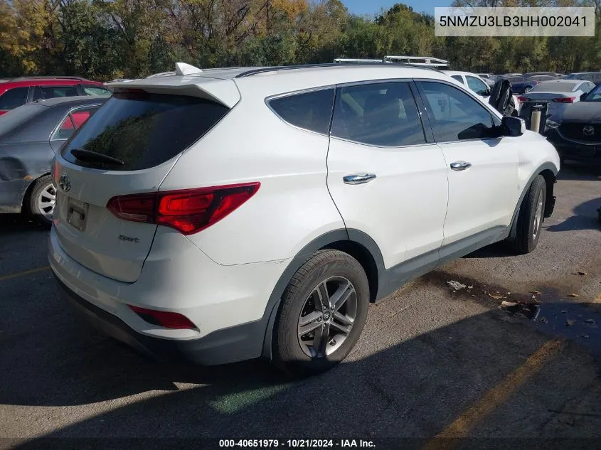 5NMZU3LB3HH002041 2017 Hyundai Santa Fe Sport 2.4L