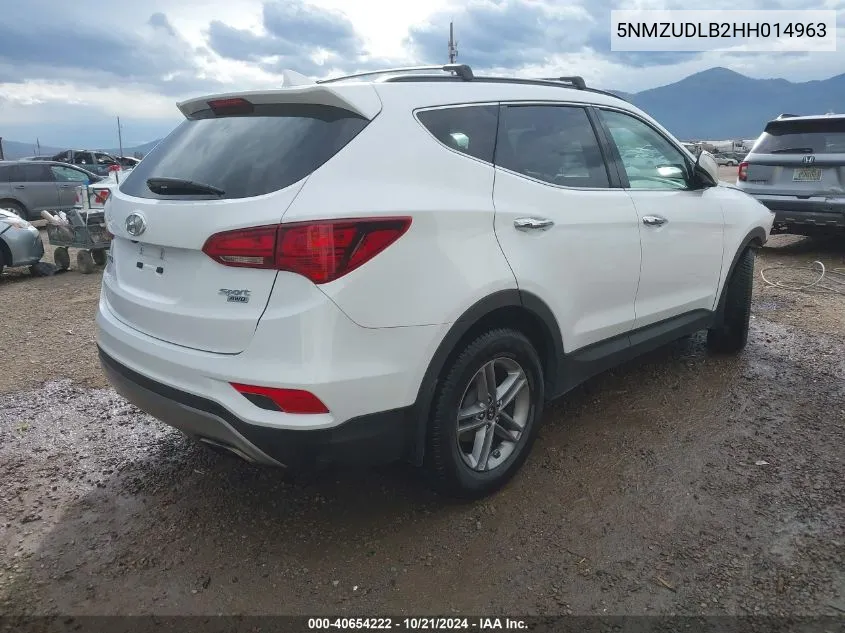 2017 Hyundai Santa Fe Sport 2.4L VIN: 5NMZUDLB2HH014963 Lot: 40654222