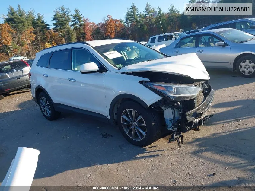 KM8SMDHF6HU226881 2017 Hyundai Santa Fe Se