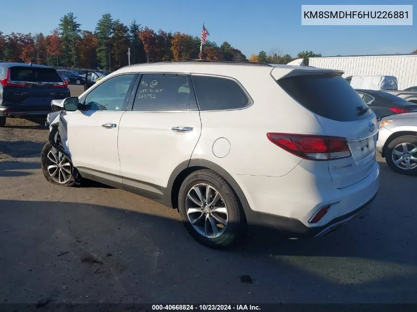 KM8SMDHF6HU226881 2017 Hyundai Santa Fe Se