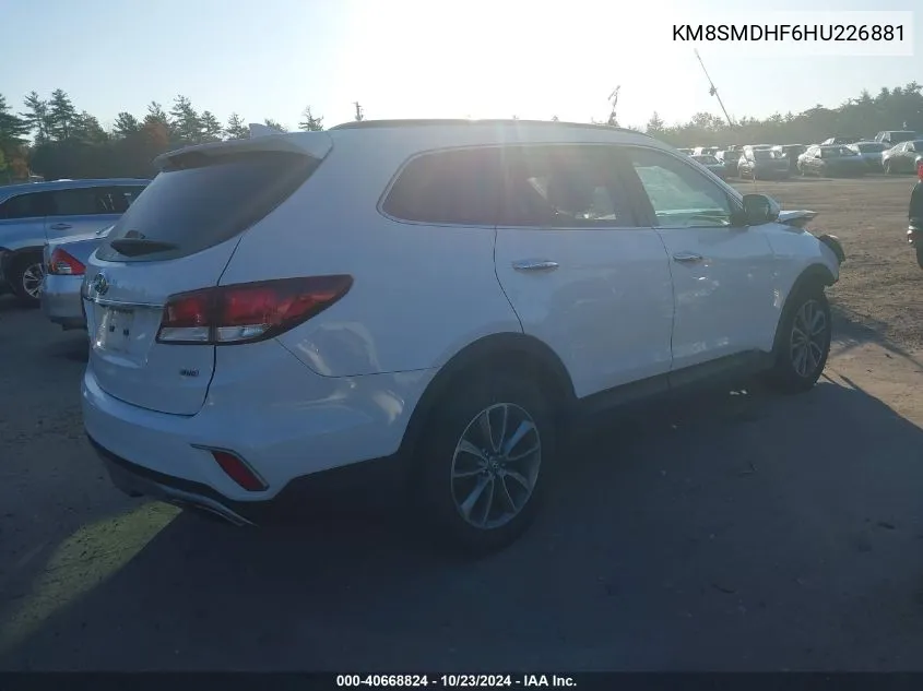 KM8SMDHF6HU226881 2017 Hyundai Santa Fe Se