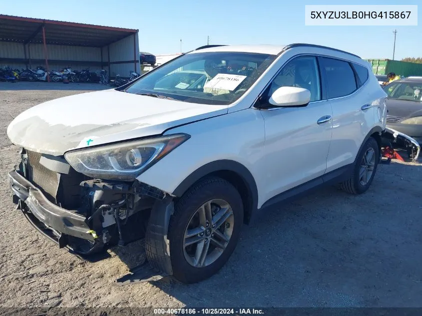 2017 Hyundai Santa Fe Sport 2.4L VIN: 5XYZU3LB0HG415867 Lot: 40678186