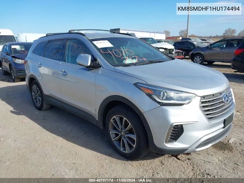 2017 Hyundai Santa Fe Se VIN: KM8SMDHF1HU174494 Lot: 40707174