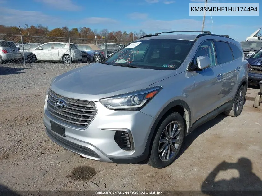 2017 Hyundai Santa Fe Se VIN: KM8SMDHF1HU174494 Lot: 40707174