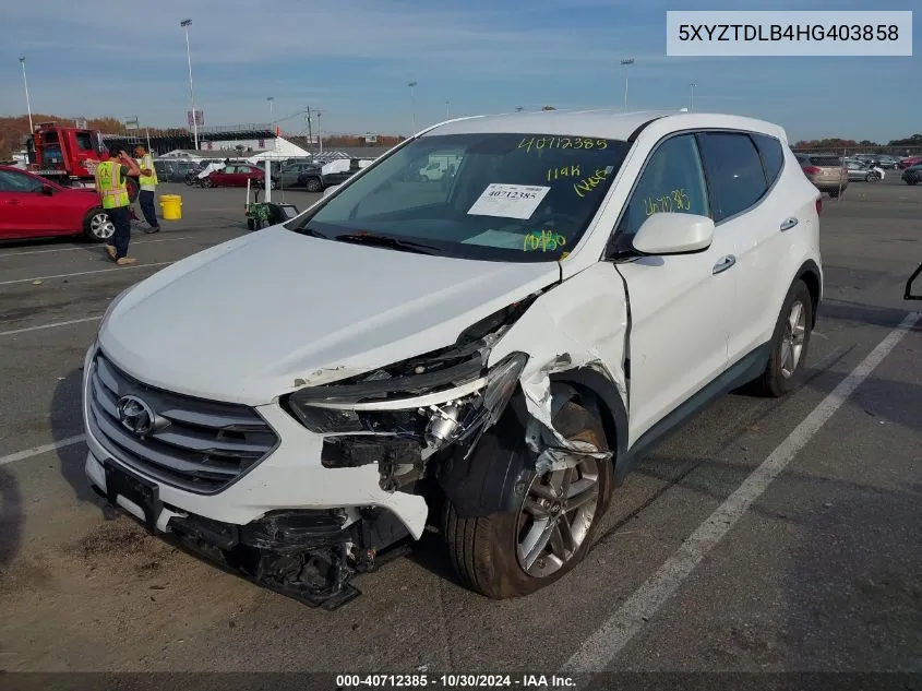 5XYZTDLB4HG403858 2017 Hyundai Santa Fe Sport 2.4L