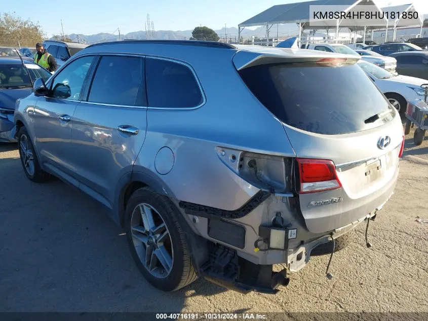 2017 Hyundai Santa Fe Se Ultimate VIN: KM8SR4HF8HU181850 Lot: 40716191