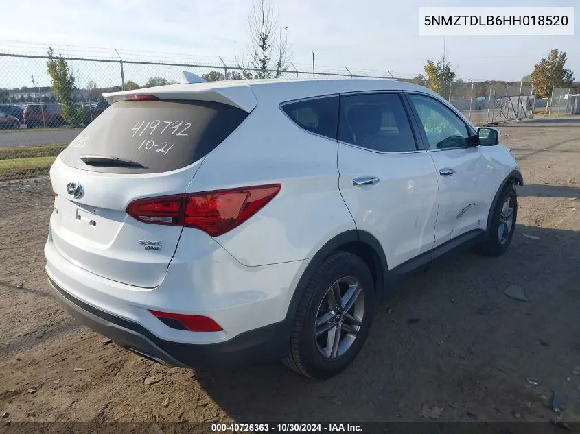 2017 Hyundai Santa Fe Sport 2.4L VIN: 5NMZTDLB6HH018520 Lot: 40726363