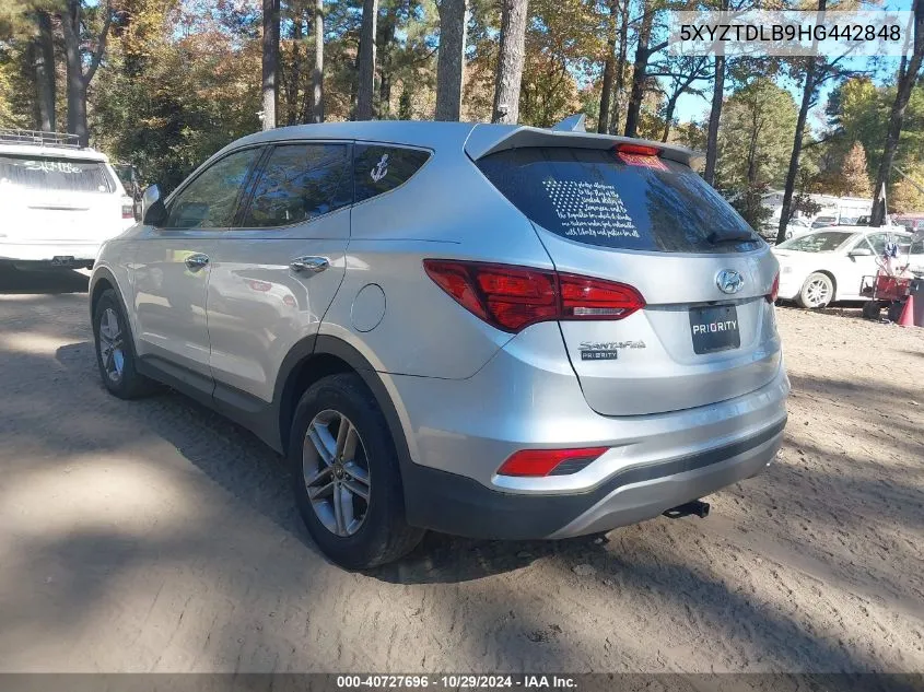 5XYZTDLB9HG442848 2017 Hyundai Santa Fe Sport 2.4L