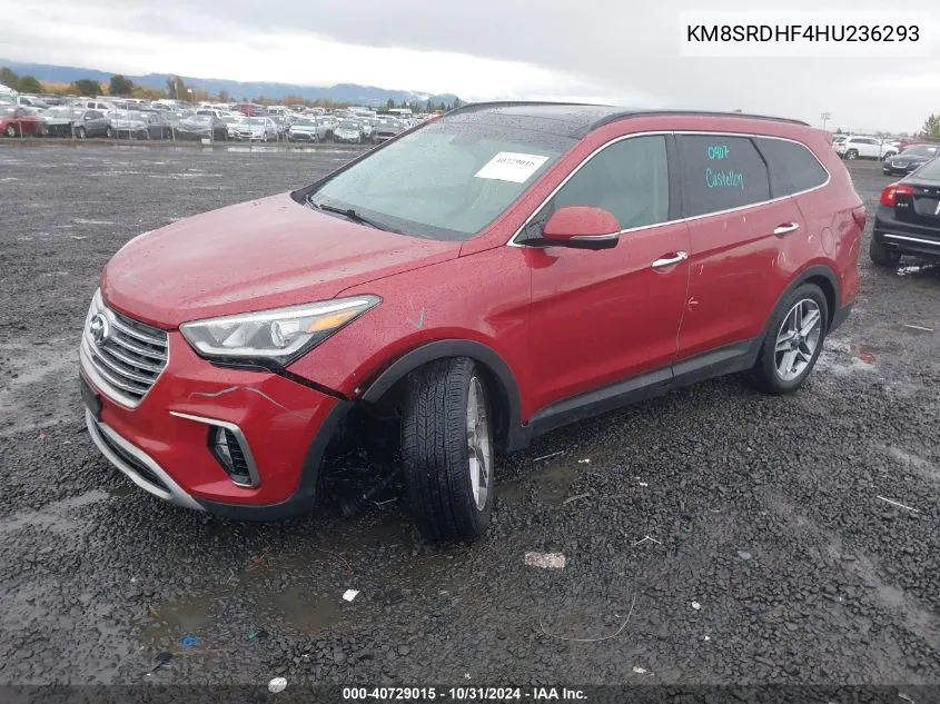 2017 Hyundai Santa Fe Se Ultimate VIN: KM8SRDHF4HU236293 Lot: 40729015