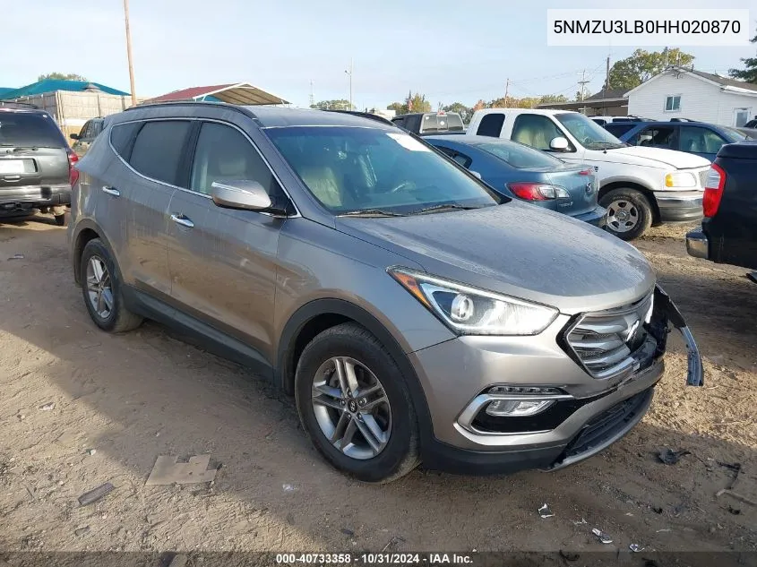 2017 Hyundai Santa Fe Sport 2.4L VIN: 5NMZU3LB0HH020870 Lot: 40733358