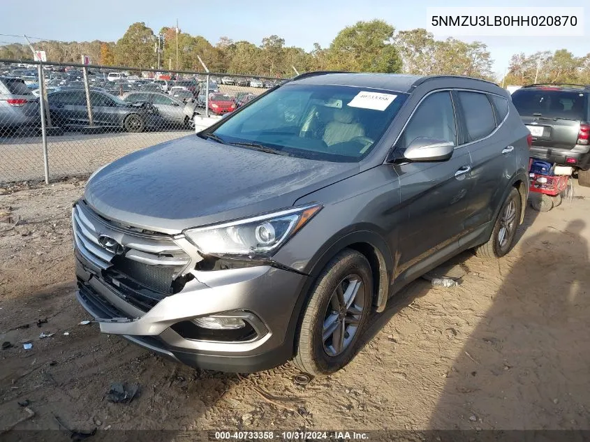 2017 Hyundai Santa Fe Sport 2.4L VIN: 5NMZU3LB0HH020870 Lot: 40733358