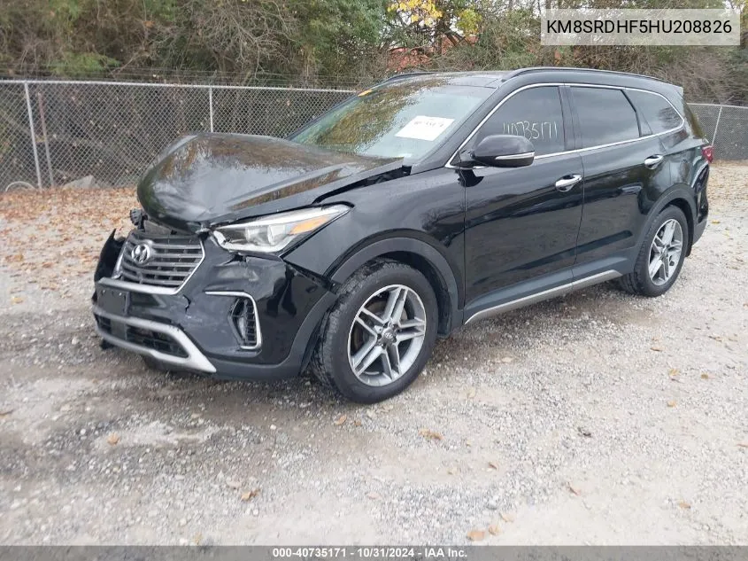 2017 Hyundai Santa Fe Limited Ultimate VIN: KM8SRDHF5HU208826 Lot: 40735171