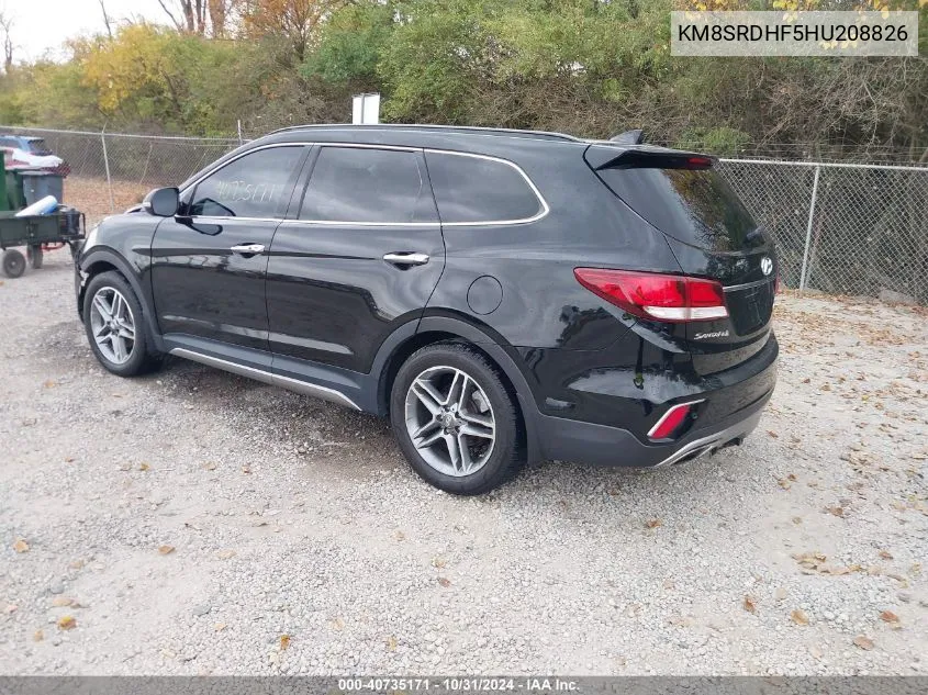 2017 Hyundai Santa Fe Limited Ultimate VIN: KM8SRDHF5HU208826 Lot: 40735171