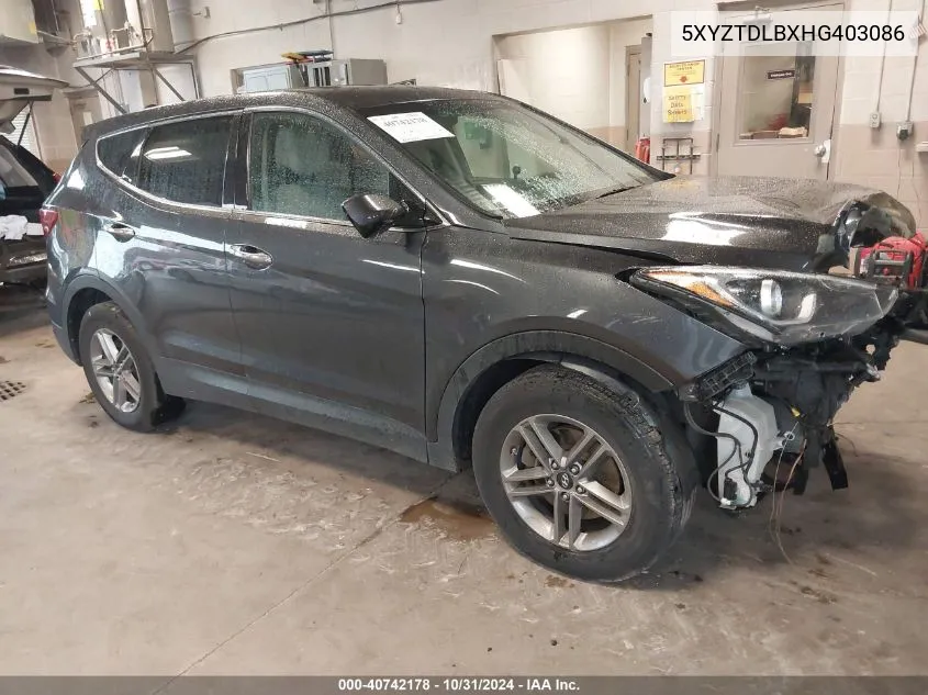 2017 Hyundai Santa Fe Sport 2.4L VIN: 5XYZTDLBXHG403086 Lot: 40742178