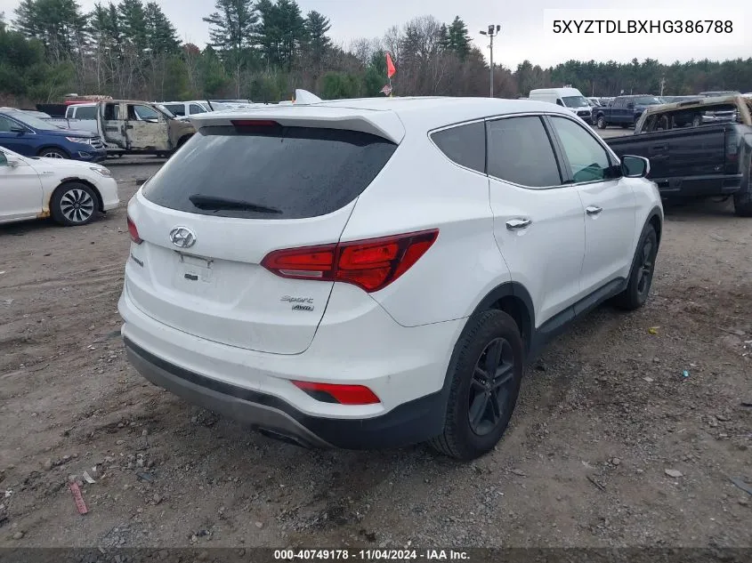 2017 Hyundai Santa Fe Sport 2.4L VIN: 5XYZTDLBXHG386788 Lot: 40749178