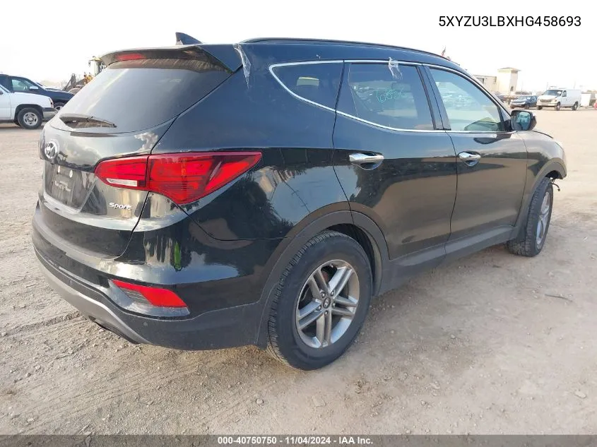 2017 Hyundai Santa Fe Sport 2.4L VIN: 5XYZU3LBXHG458693 Lot: 40750750