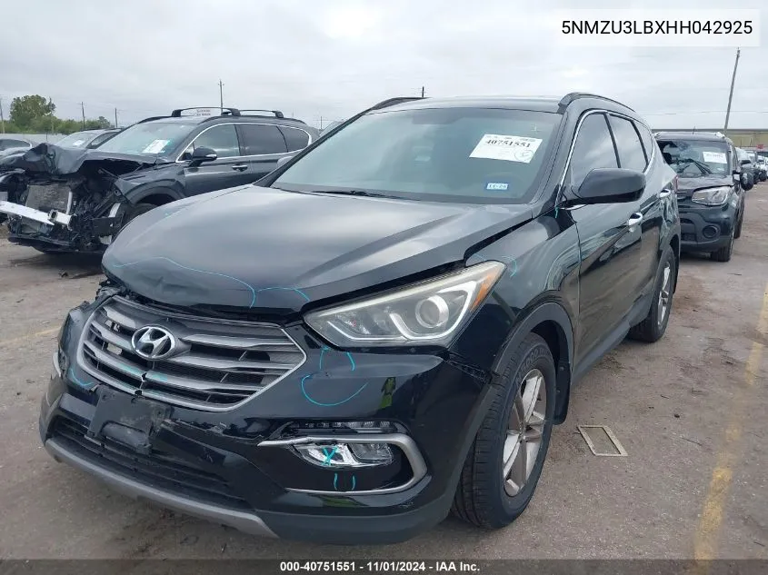 2017 Hyundai Santa Fe Sport 2.4L VIN: 5NMZU3LBXHH042925 Lot: 40751551