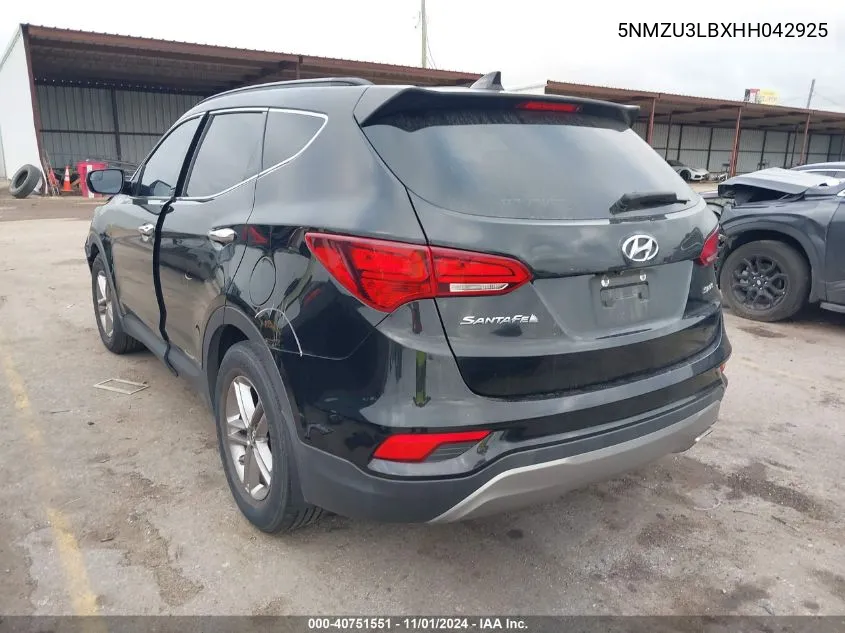 2017 Hyundai Santa Fe Sport 2.4L VIN: 5NMZU3LBXHH042925 Lot: 40751551