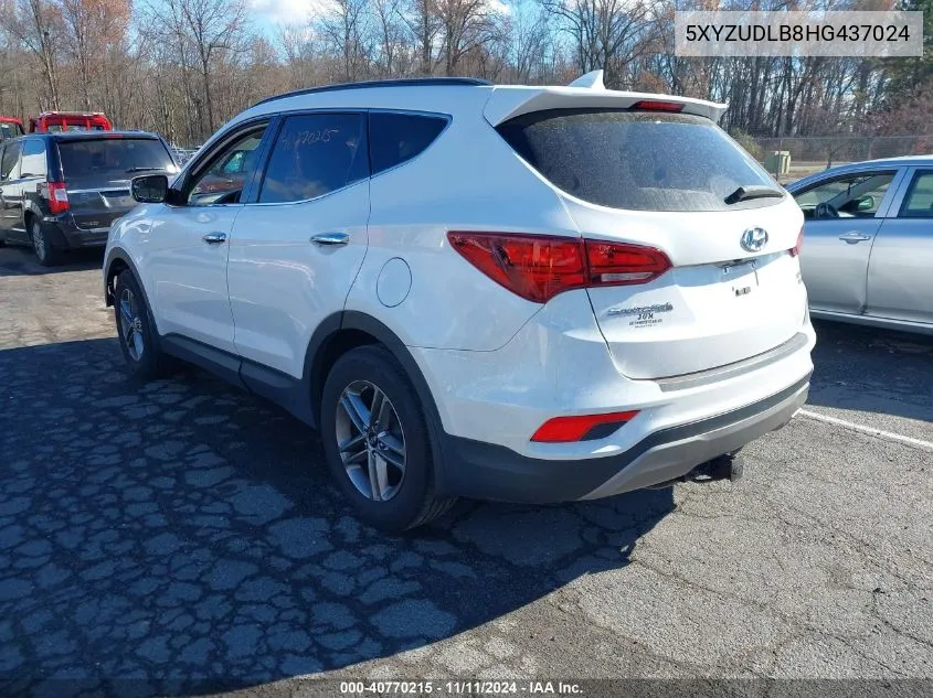 2017 Hyundai Santa Fe Sport 2.4L VIN: 5XYZUDLB8HG437024 Lot: 40770215