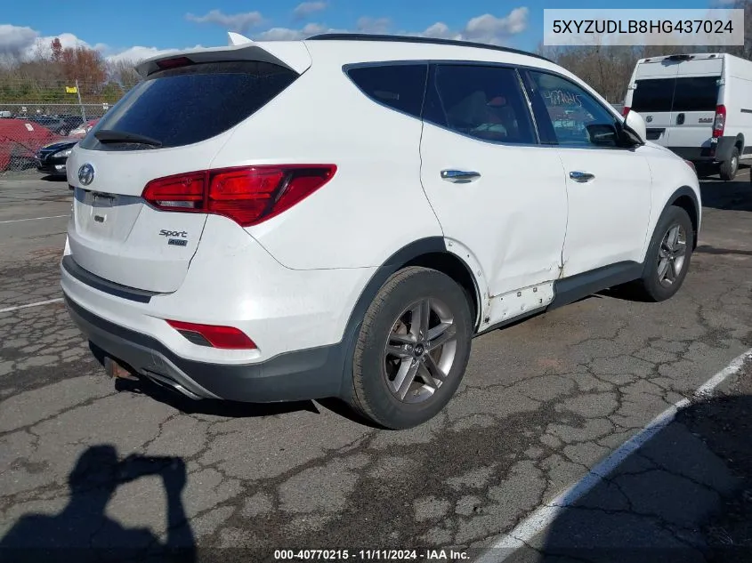 2017 Hyundai Santa Fe Sport 2.4L VIN: 5XYZUDLB8HG437024 Lot: 40770215