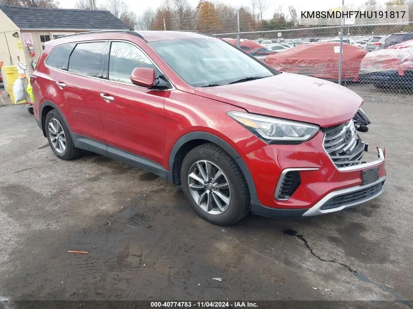 2017 Hyundai Santa Fe Se VIN: KM8SMDHF7HU191817 Lot: 40774783