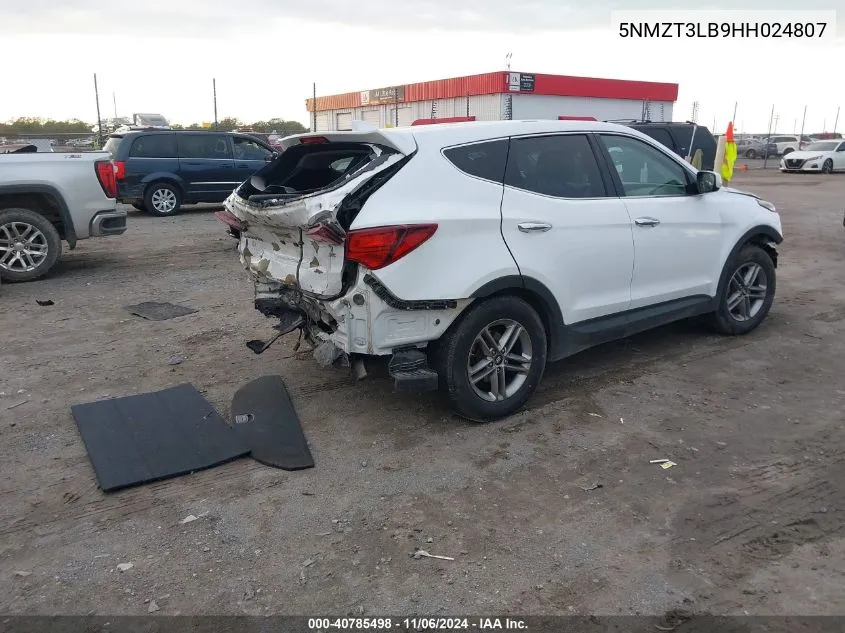 2017 Hyundai Santa Fe Sport 2.4L VIN: 5NMZT3LB9HH024807 Lot: 40785498