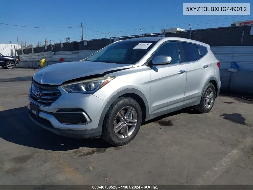 2017 Hyundai Santa Fe Sport 2.4L VIN: 5XYZT3LBXHG449012 Lot: 40789525