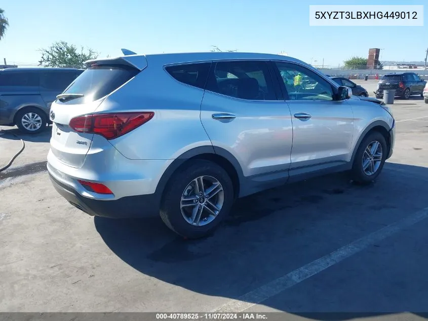 2017 Hyundai Santa Fe Sport 2.4L VIN: 5XYZT3LBXHG449012 Lot: 40789525