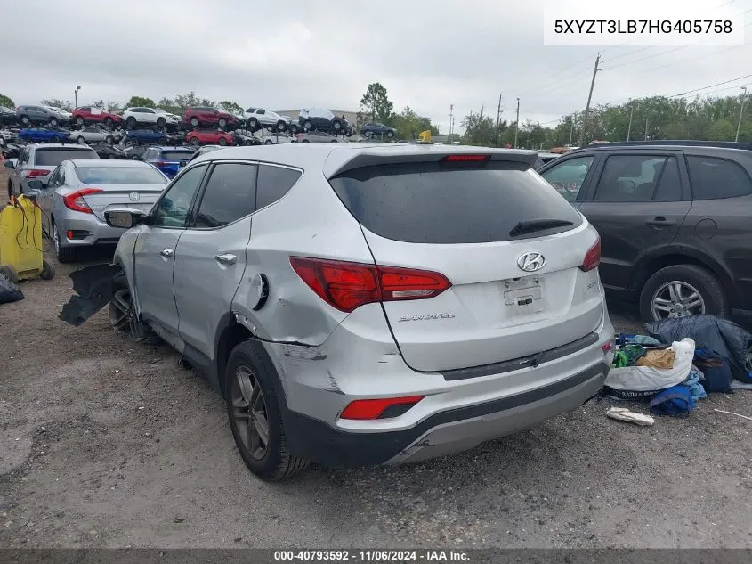 2017 Hyundai Santa Fe Sport 2.4L VIN: 5XYZT3LB7HG405758 Lot: 40793592