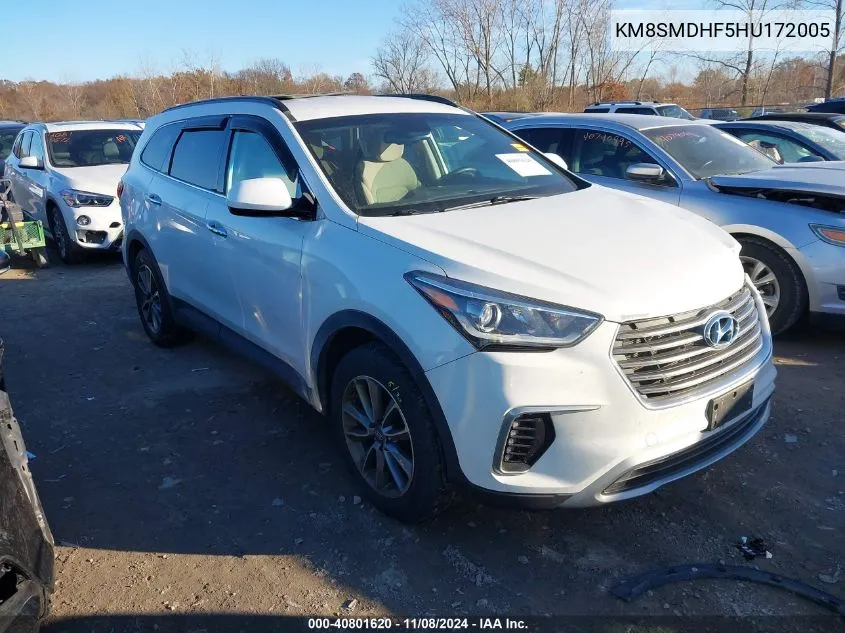 2017 Hyundai Santa Fe Se VIN: KM8SMDHF5HU172005 Lot: 40801620