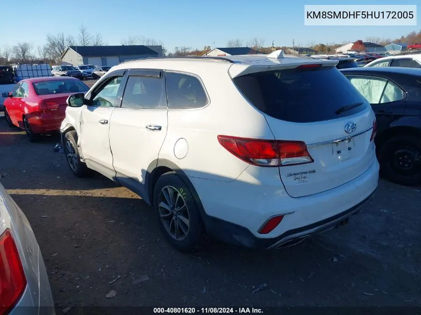 2017 Hyundai Santa Fe Se VIN: KM8SMDHF5HU172005 Lot: 40801620