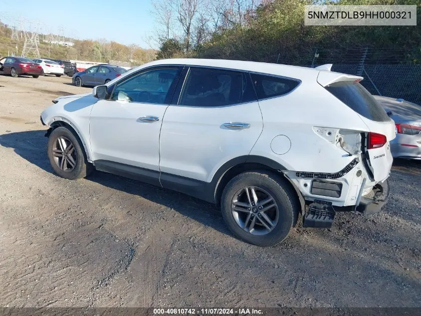 2017 Hyundai Santa Fe Sport 2.4L VIN: 5NMZTDLB9HH000321 Lot: 40810742