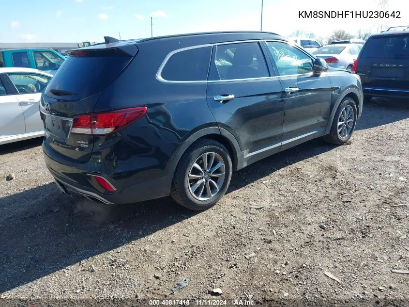 2017 Hyundai Santa Fe Se/Limited VIN: KM8SNDHF1HU230642 Lot: 40817418