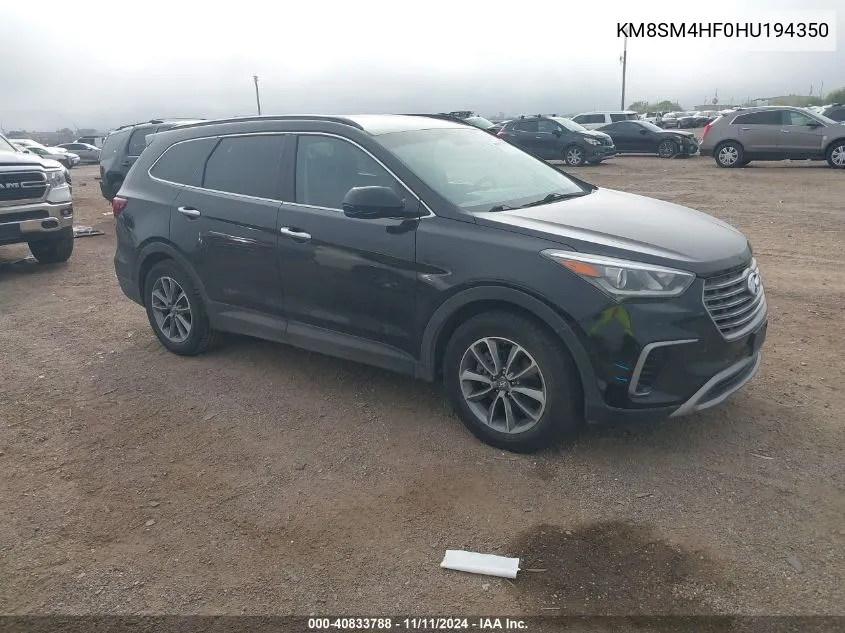 2017 Hyundai Santa Fe Se VIN: KM8SM4HF0HU194350 Lot: 40833788