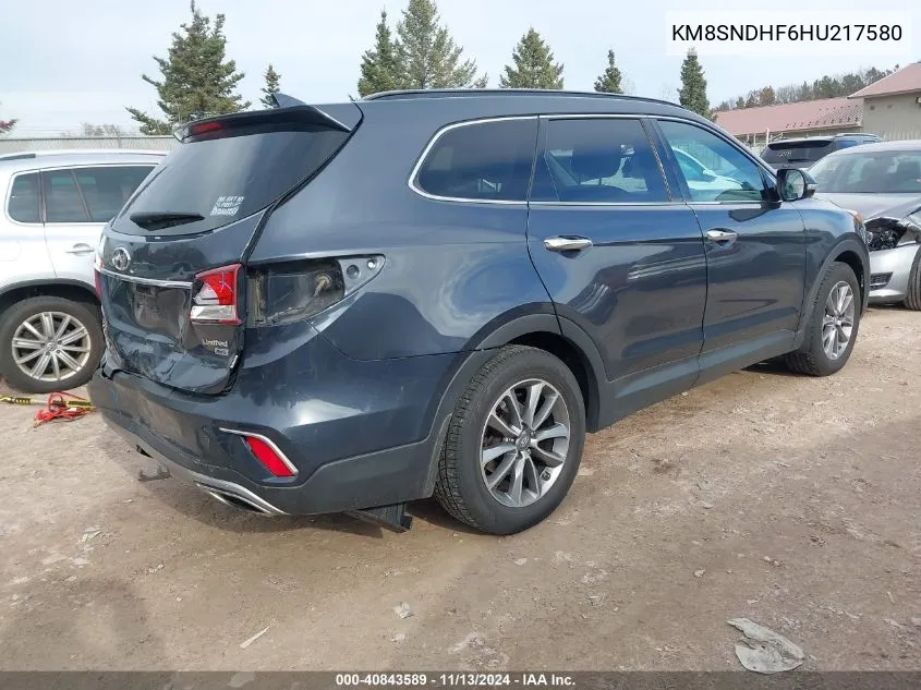 KM8SNDHF6HU217580 2017 Hyundai Santa Fe Limited